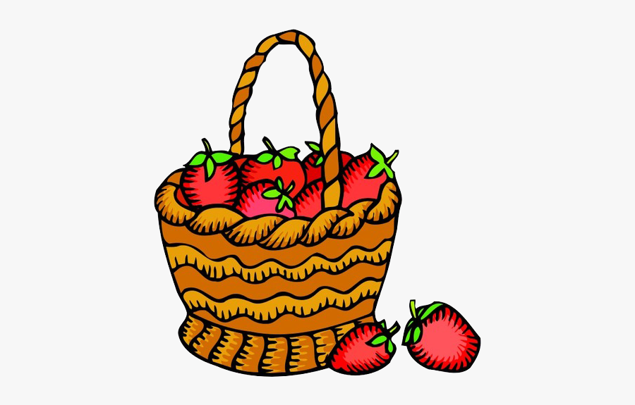 Strawberry Clipart Strawberry Basket - Png Basket Of Strawberries Cartoon, Transparent Clipart