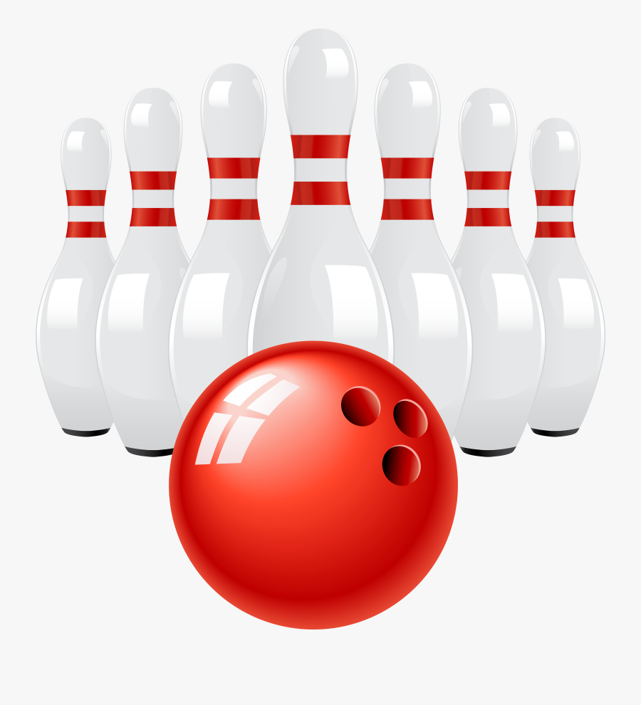 Red Bowling Ball And Pins Png Clip Art, Transparent Clipart