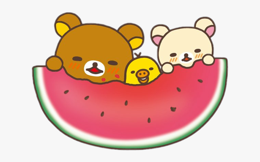 Eating Watermelon Clipart - Rilakkuma Wallpaper Watermelon, Transparent Clipart