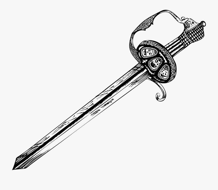 Drawing Sword Clip Art - Hand Drawn Sword, Transparent Clipart