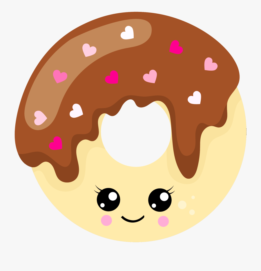 Chocolate Heart Doughnut Kawaii - Doughnut Kawaii, Transparent Clipart