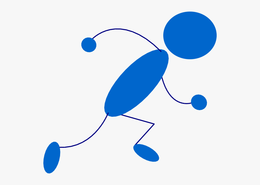 Blue Stick Man Running, Transparent Clipart