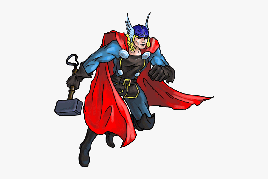 How To Draw Marvel Characters And Marvel Heroes - Full Body Thor Drawing, Transparent Clipart