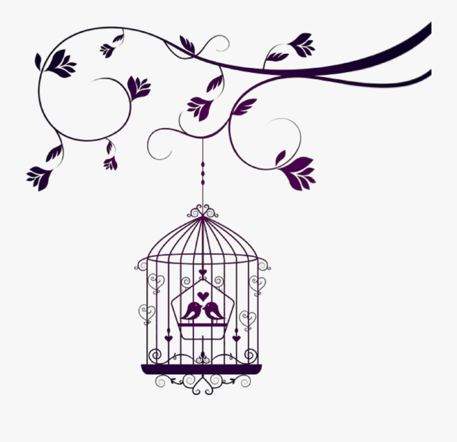 Birds Aves Pájaros Pajaros Rama Branch Jaula Cage Amor - Jaulas Con Pajaritos En Paredes, Transparent Clipart