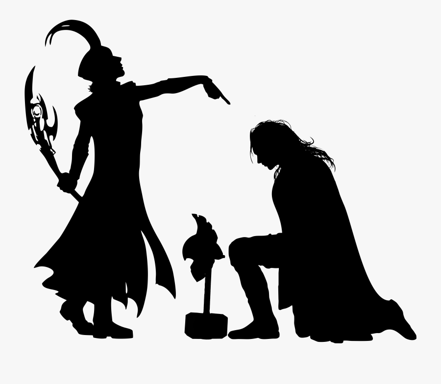 Jpg Transparent Download Loki Stencil Kneel Brother - Thor And Loki Silhouette, Transparent Clipart