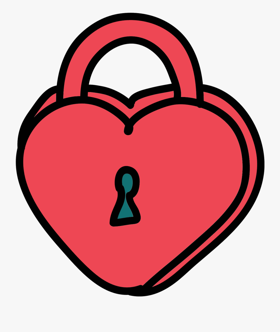 Padlock Clipart Heart - Heart With A Lock Cartoon, Transparent Clipart