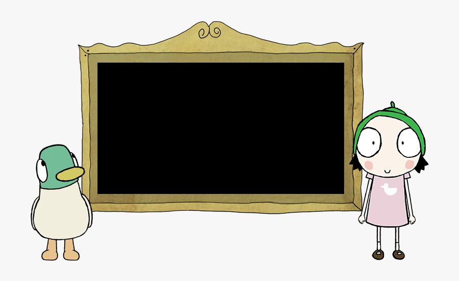 Sarah & Duck At Blackboard - Cartoon, Transparent Clipart