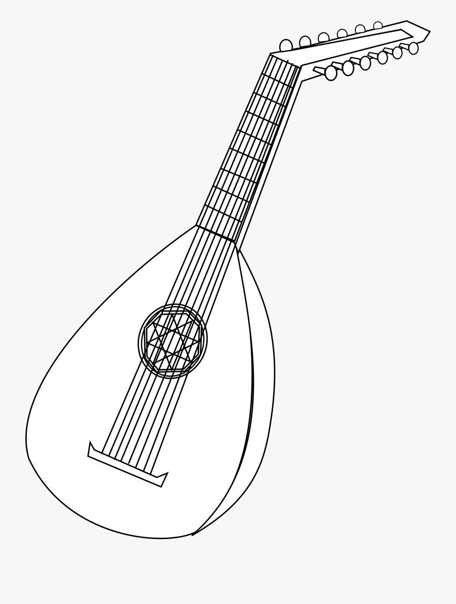 Coloring Book Lute Musical Instruments String Instruments - Lute Clipart, Transparent Clipart