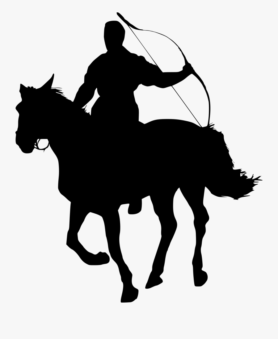 Archery Silhouette - Cowgirl On Horse Silhouette, Transparent Clipart