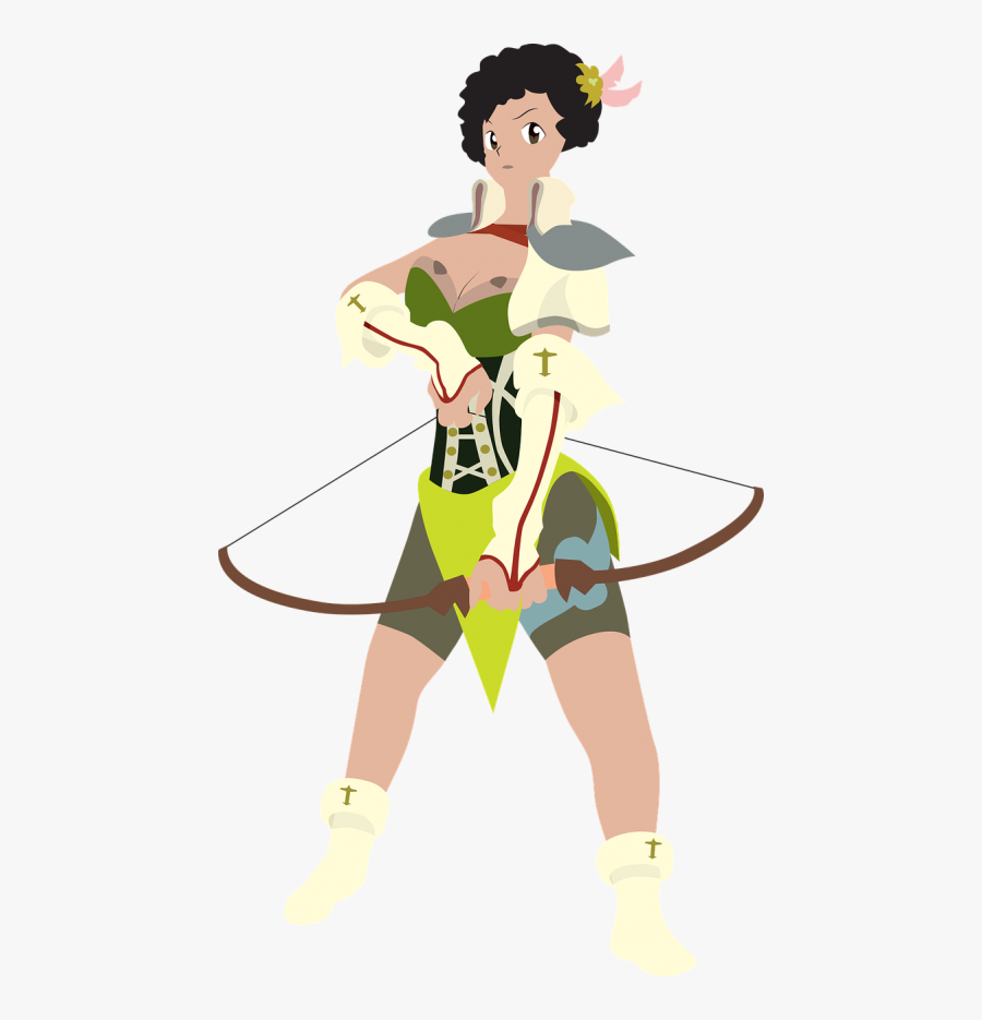 Black Girl Black Woman Female Archer - Cartoon, Transparent Clipart
