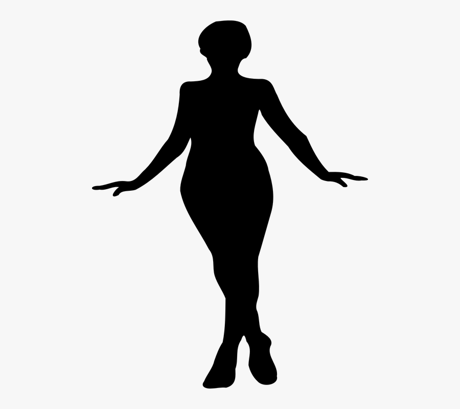 Woman Silhouette Black Dance Elegant Skinny - Girl Standing Silhouette Png, Transparent Clipart