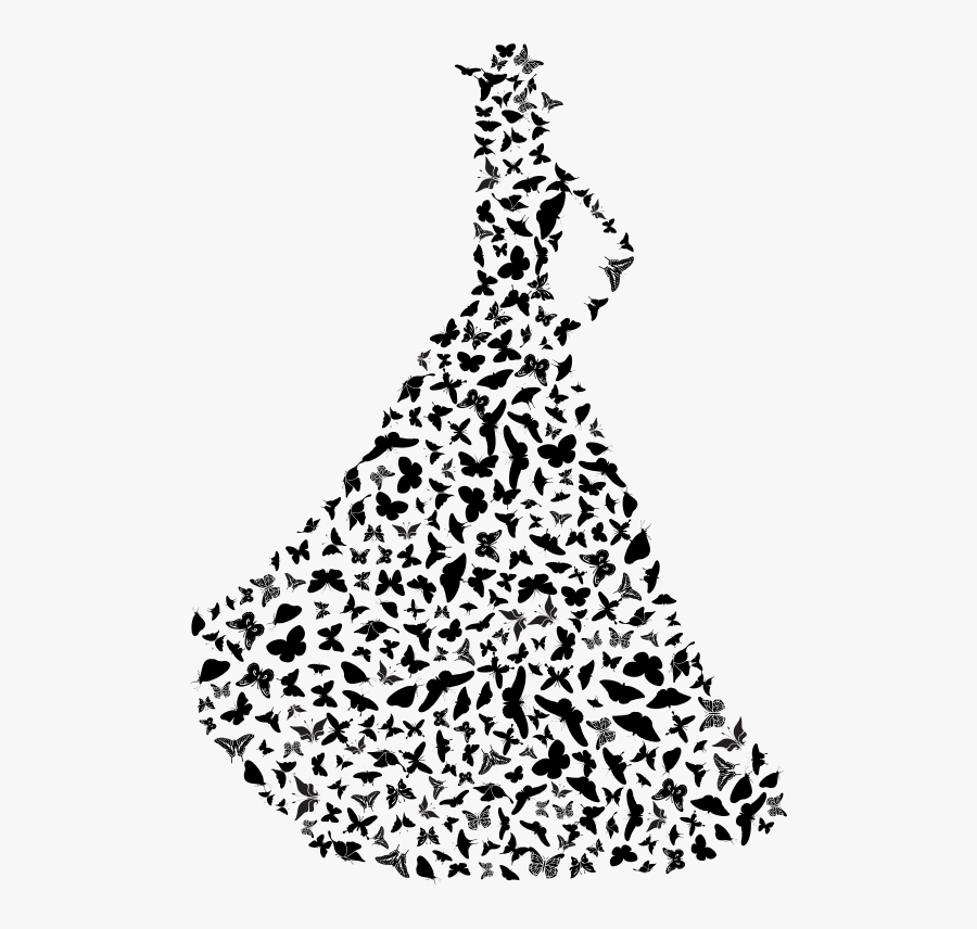 Monochrome - Silhouette Woman Dress, Transparent Clipart