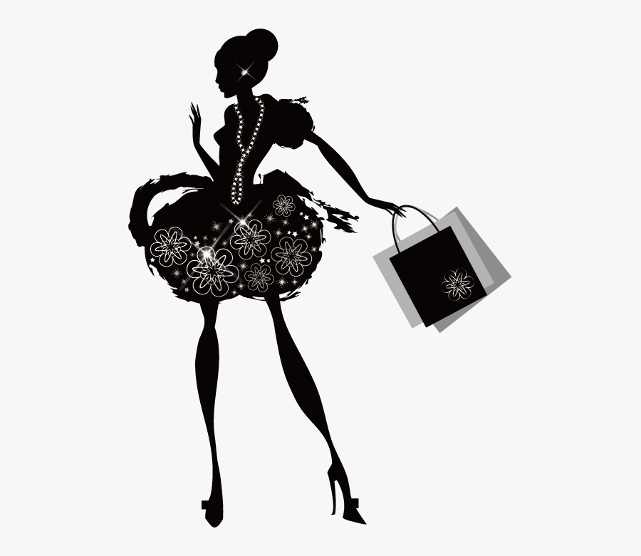Transparent Fashion Clipart Black And White - Fashion Woman Silhouette Png, Transparent Clipart