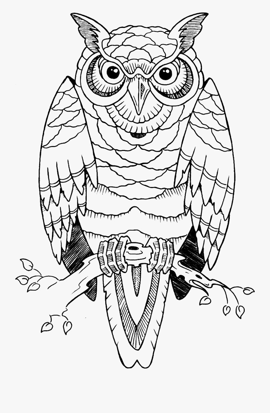 Idea Owl Drawing Tattoo Free Transparent Image Hd Clipart - Owl Tattoo Design Outline, Transparent Clipart