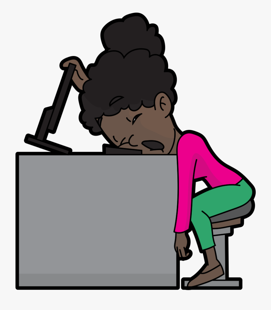 Black Woman Asleep At Work, Transparent Clipart
