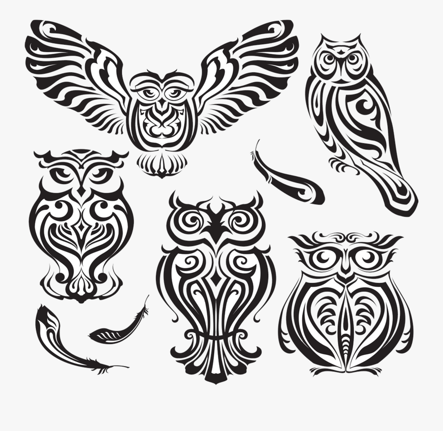 Clip Art Illustration Transprent Png Free - Buhos En Blanco Y Negro Para Tatuar, Transparent Clipart