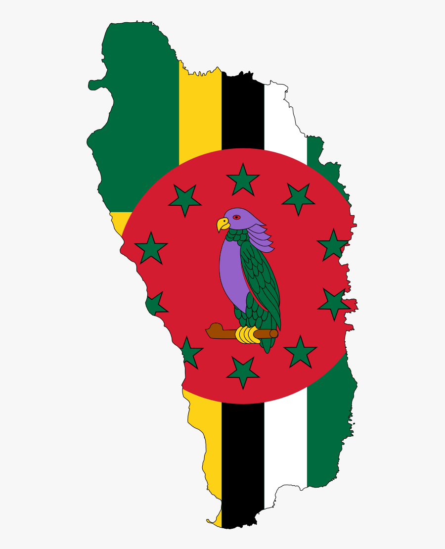 Flag Map Of Dominica Flag Map Openclipart - Commonwealth Of Dominica Flag Map, Transparent Clipart