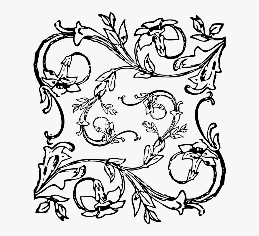 Svg And Cliparts At Openclipart - Flower Border Clipart Black And White Png, Transparent Clipart