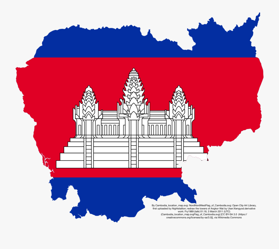 Cambodia Map With Flag, Transparent Clipart