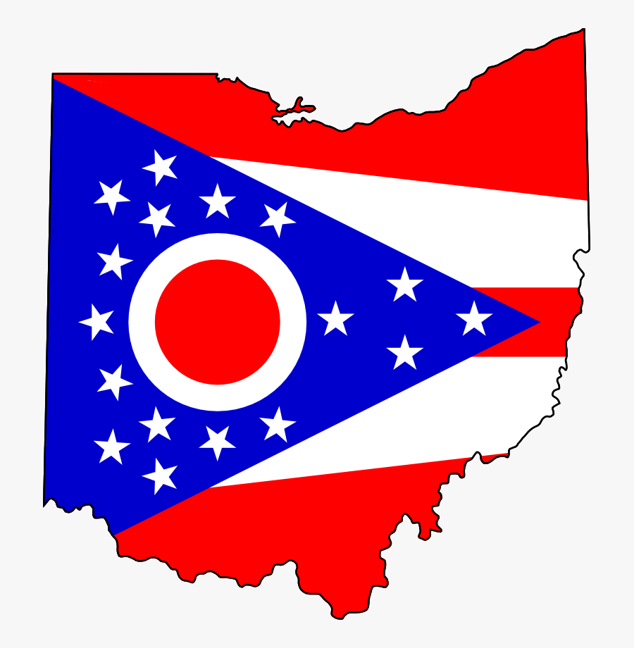 Flag Map Of Ohio Flag Map Openclipart - Ohio State Flag Map, Transparent Clipart