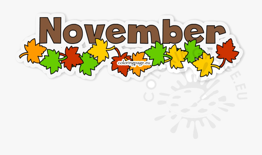 November Autumn Leaves Month Clipart Coloring Page, Transparent Clipart