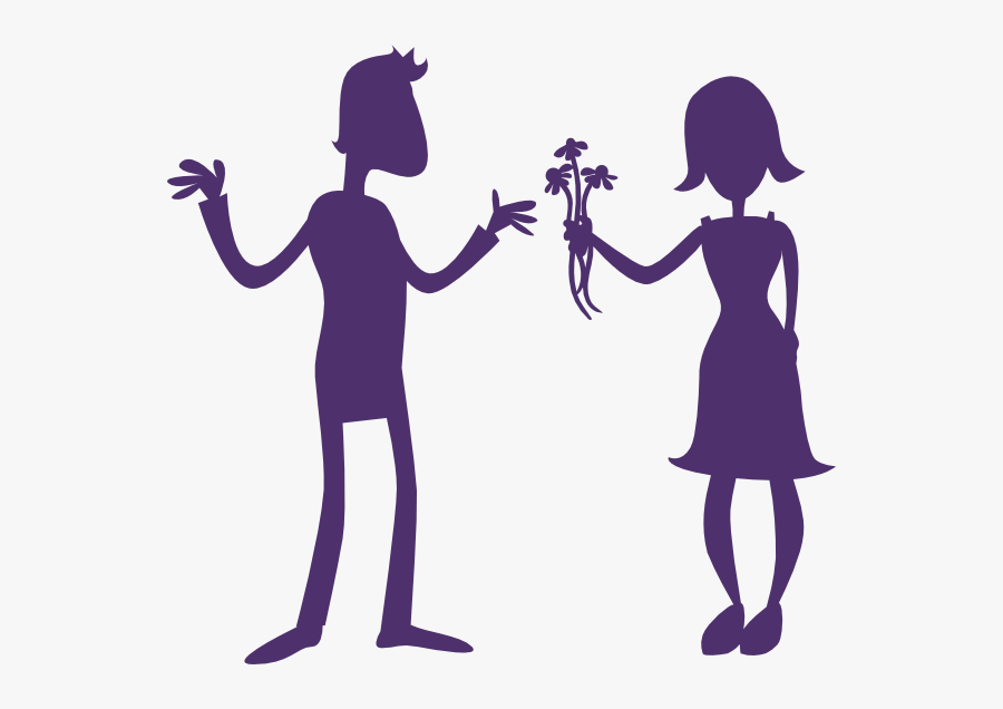 Couple Standing With Flowers Silhouette Svg - Unhealthy Relationships Youth Healthy Relationship, Transparent Clipart