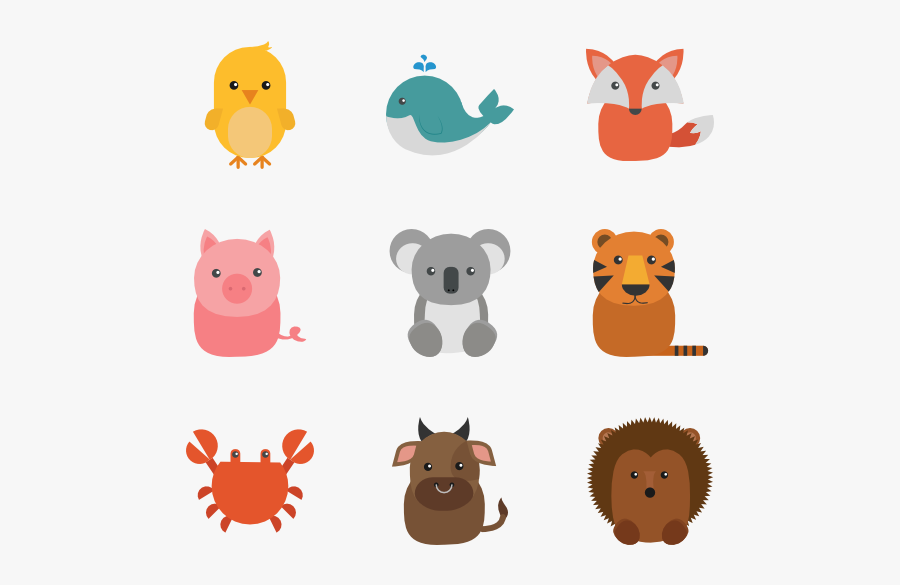 Animal Set - Cute Animal Icon Png, Transparent Clipart