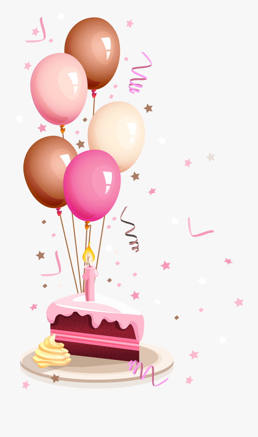 Birthday Clipart Cake Design - Cake And Balloons Png, Transparent Clipart