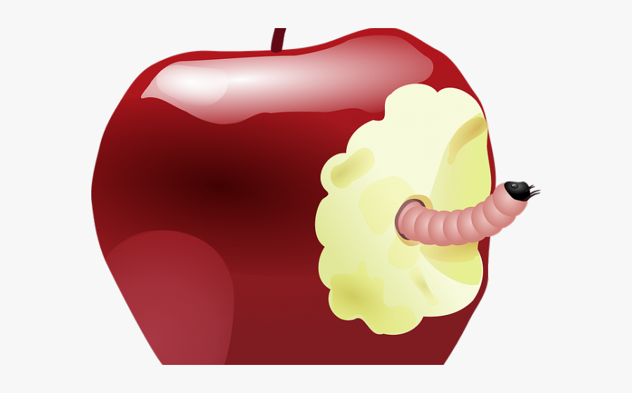 Apple With Worm, Transparent Clipart