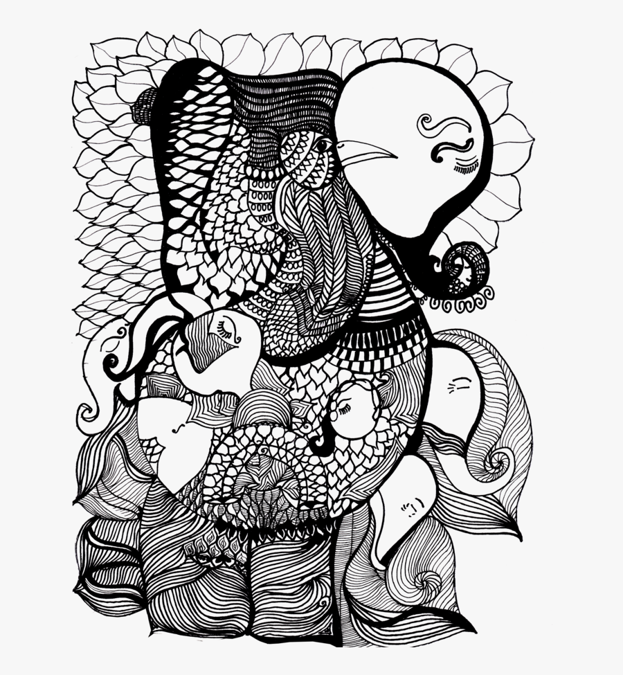 Clip Art Freeuse The Elephant Painting By - Doodle Buddha Art, Transparent Clipart