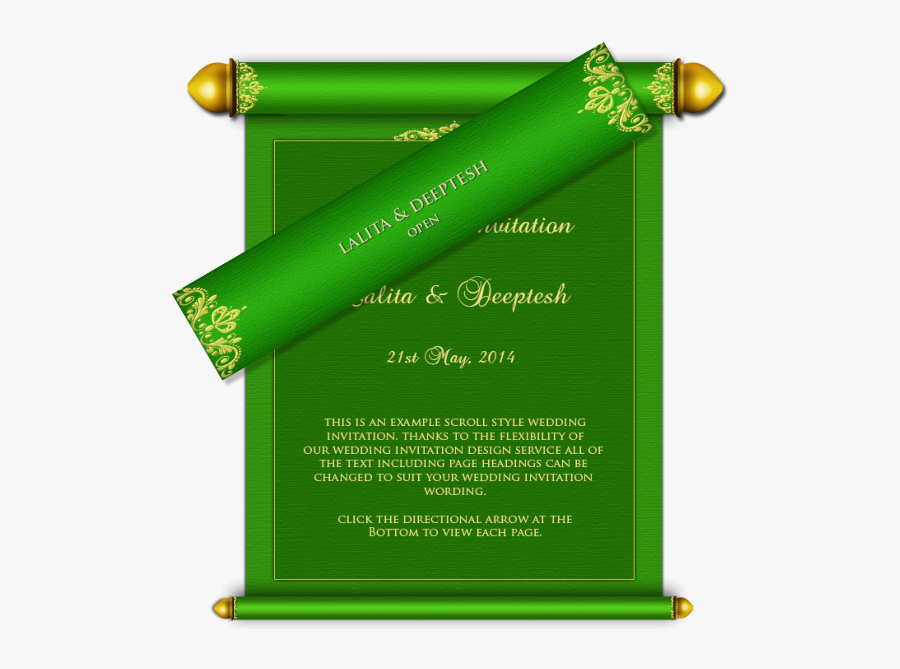 Scroll Clipart Wedding Indian - Scroll Invitation Card Design, Transparent Clipart