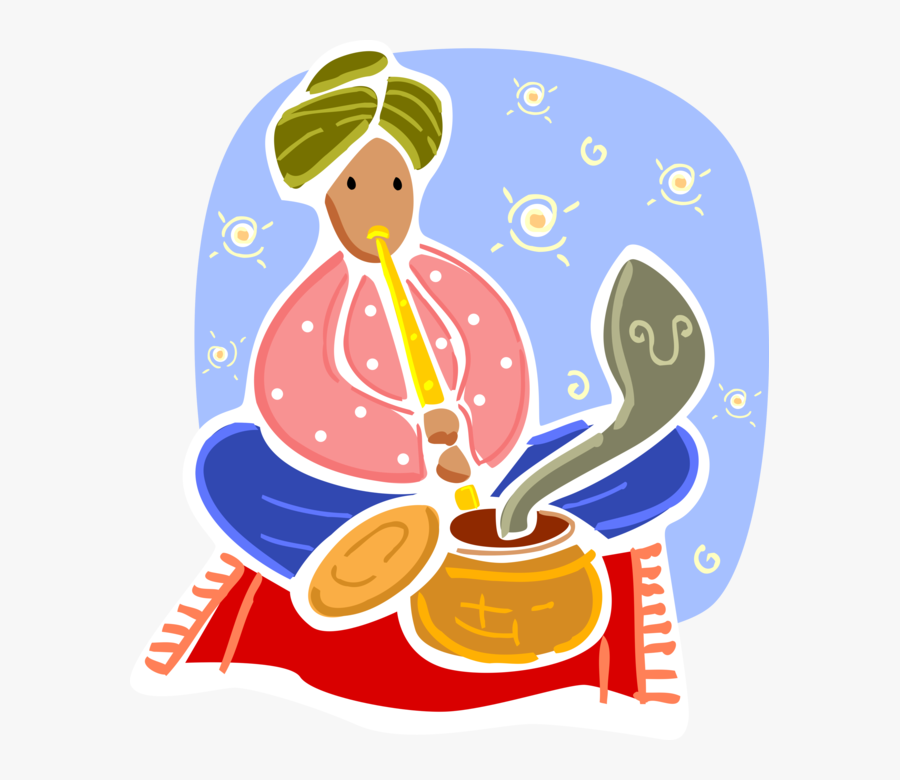 Transparent Snake Vector Png - Cartoon Of Indian Snake Charmer, Transparent Clipart