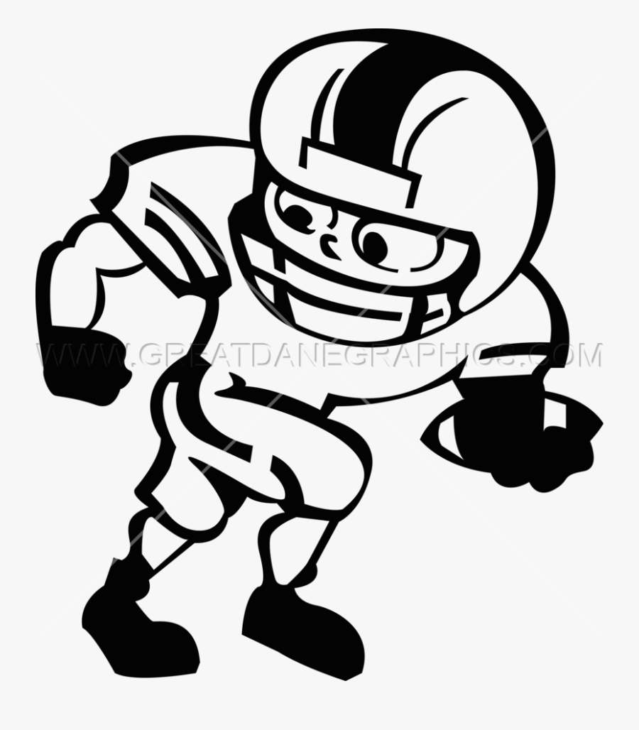 Transparent Football Field Clipart Black And White - Cartoon Football Player Drawing, Transparent Clipart
