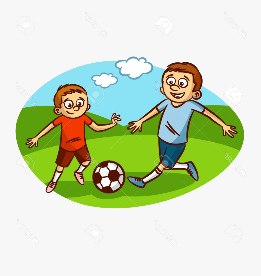 Soccer Photostock Vector Dad And Son Playing Football - Cartoon, Transparent Clipart