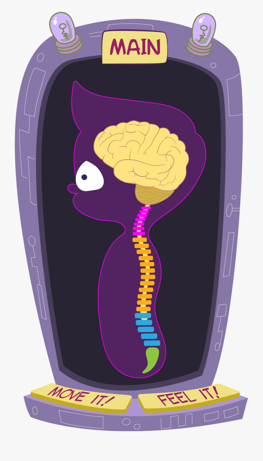 Professor Einspine S Lab - Brain And Spinal Cord Cartoon, Transparent Clipart