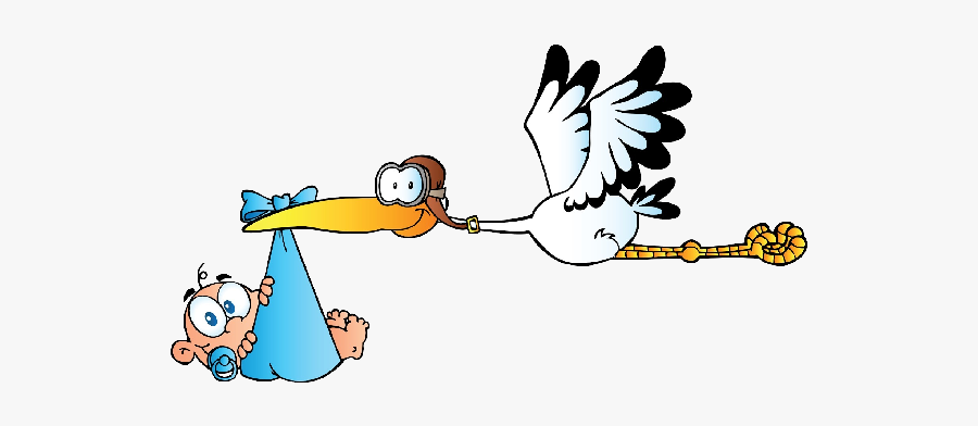 Stork Carrying Cartoon Clip - Stork With Baby, Transparent Clipart