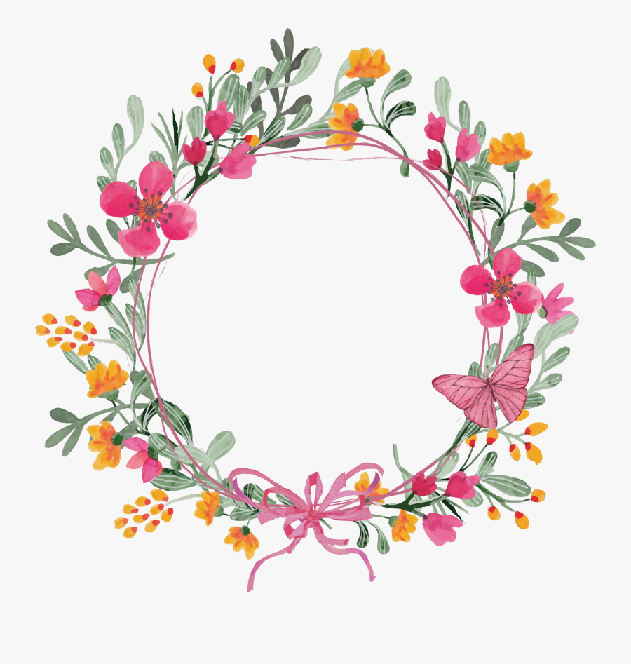 Transparent Clipart Flowers And Butterflies Png - Wreath Of Flowers Clipart, Transparent Clipart