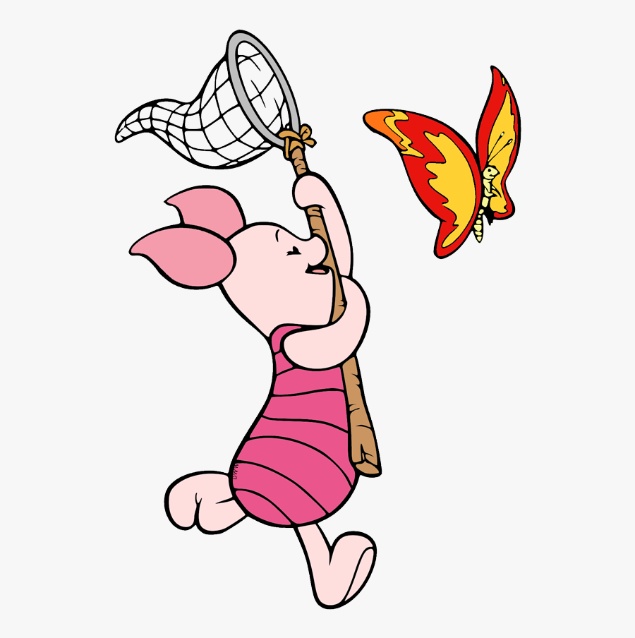 Piglet Chasing Butterfly, Transparent Clipart