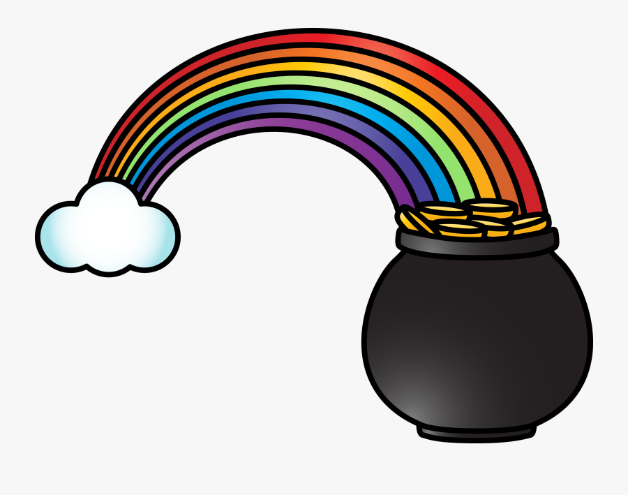 Rainbow W Pot Of Gold, Transparent Clipart