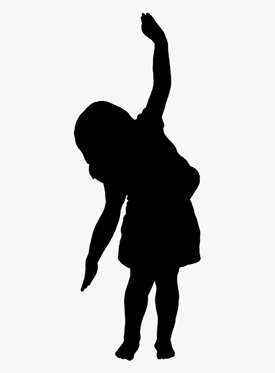 Black Silhouette Of Girl Dancing - Transparent Silhouette Of Child, Transparent Clipart