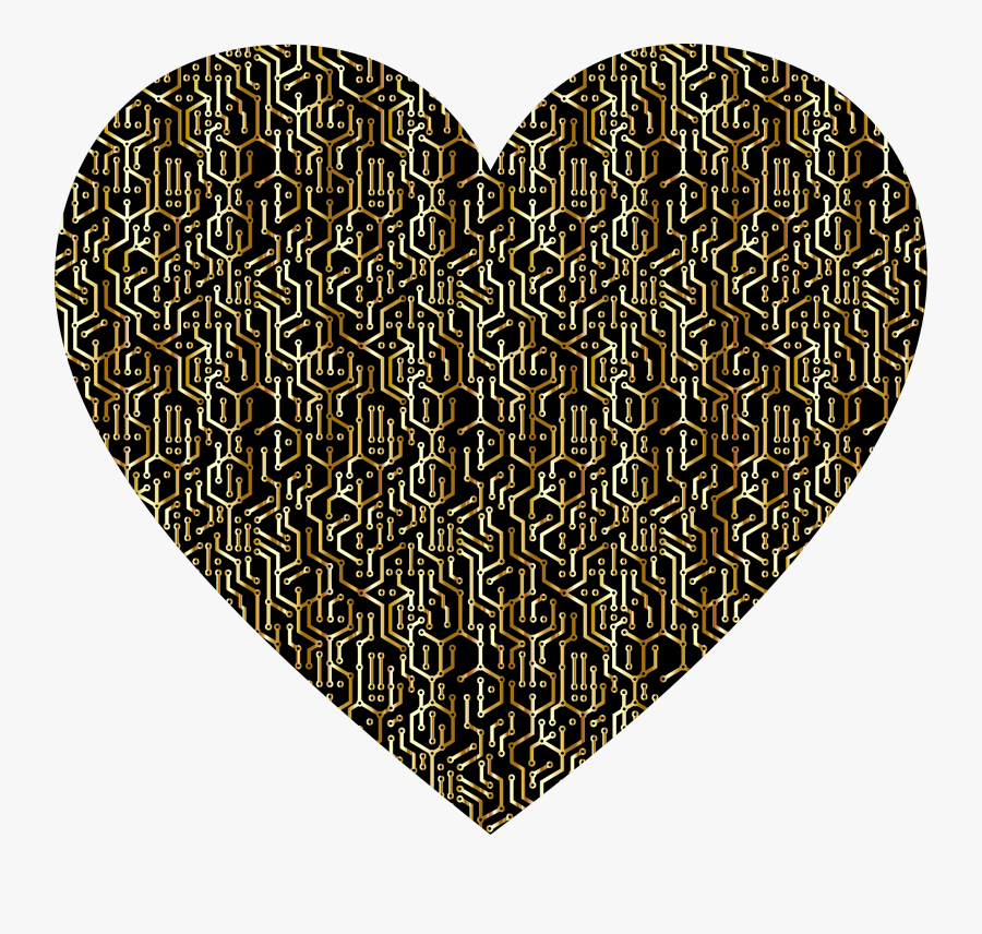 Gold Electronic Heart Clip Arts - Electronic Heart Png, Transparent Clipart
