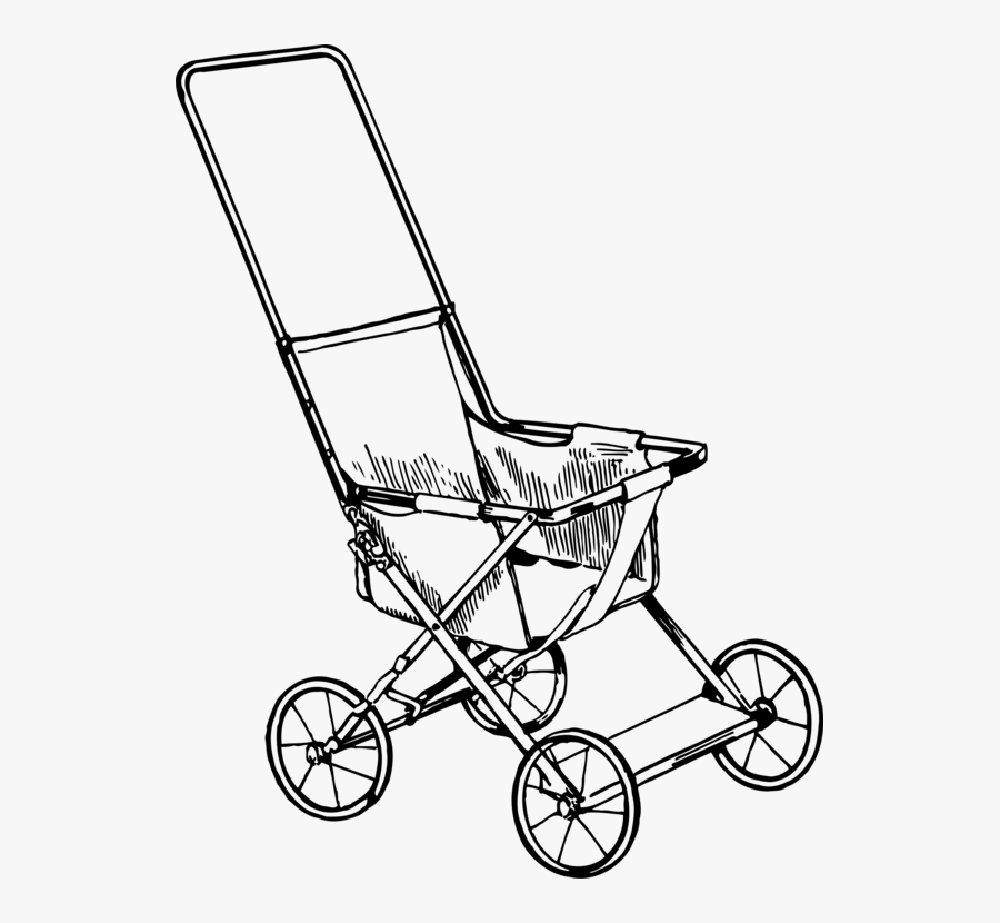 Line Art,area,monochrome Photography - Stroller Black And White Clipart, Transparent Clipart