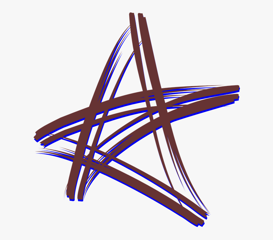 Brush Five Point Star Cross - Artistic Star, Transparent Clipart