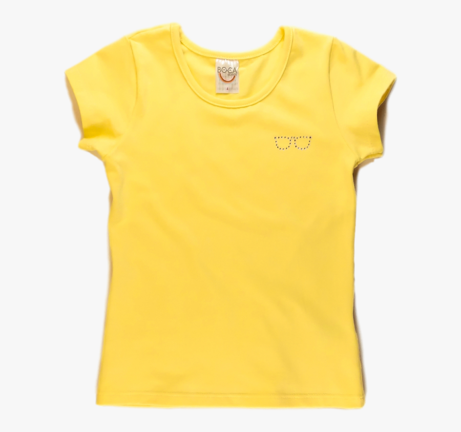 Baby Look Lisa Com Strass - Yellow Shirt Template Png, Transparent Clipart
