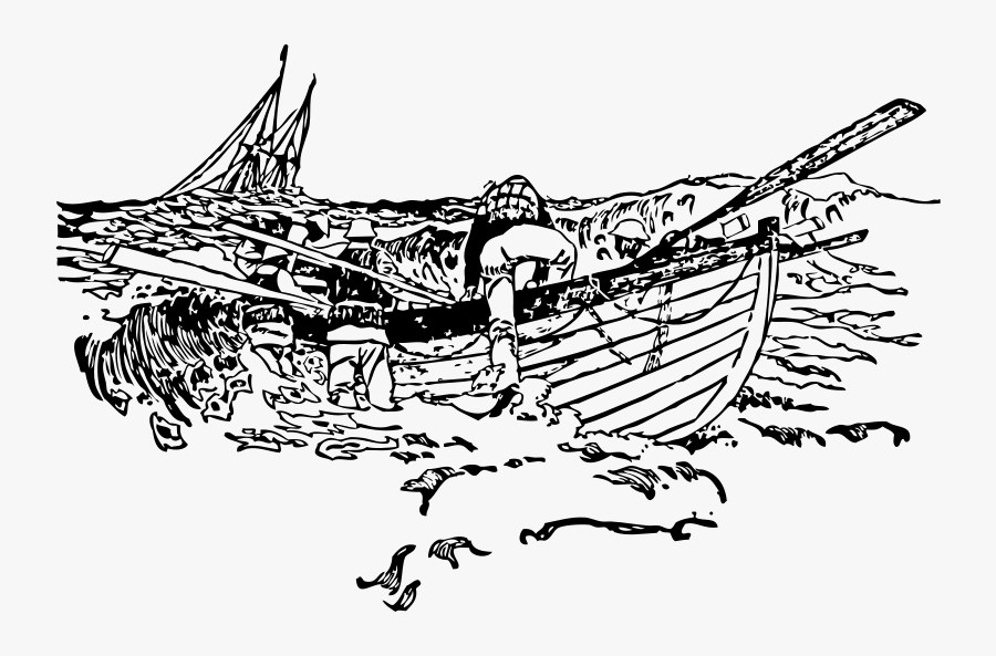 Launching A Lifeboat From The Shore - Life Boat Drawing, Transparent Clipart