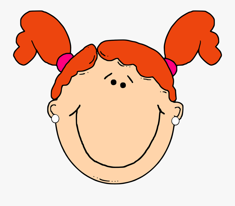 Ponytail Clipart Happy Sad Kid - Girl Face Clip Art, Transparent Clipart