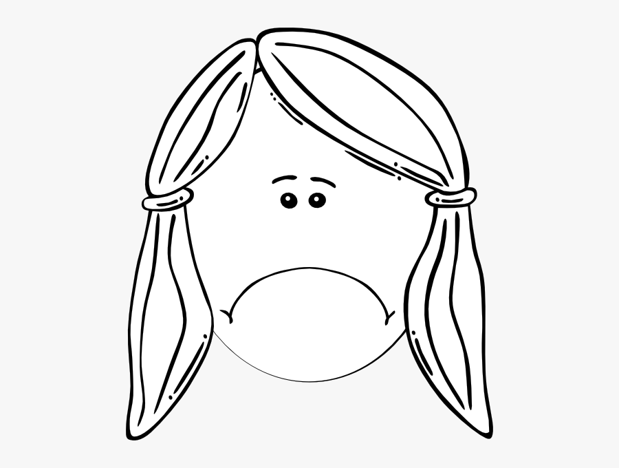Sad Girl Clip Art At Clker - Girl Face Clipart Black And White, Transparent Clipart