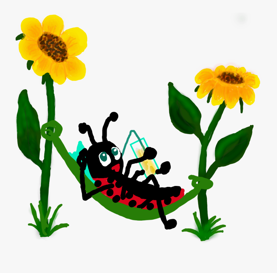 #scladybug #ladybug #hangingout #flowers #leaf #hammock - Sunflower, Transparent Clipart