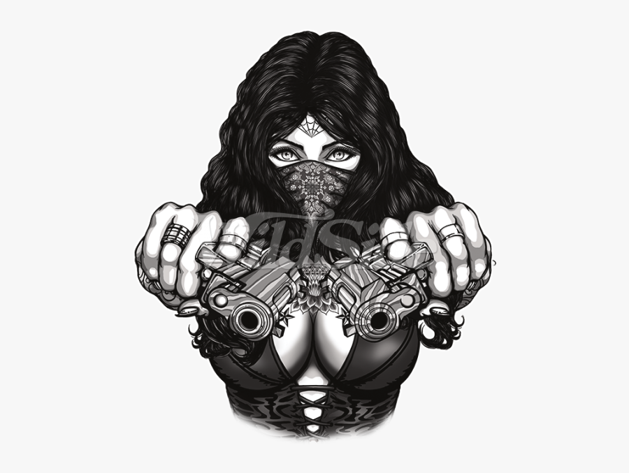 Clowns Drawing Chola Transparent Png Clipart Free Download - Gangster Girl With Guns, Transparent Clipart