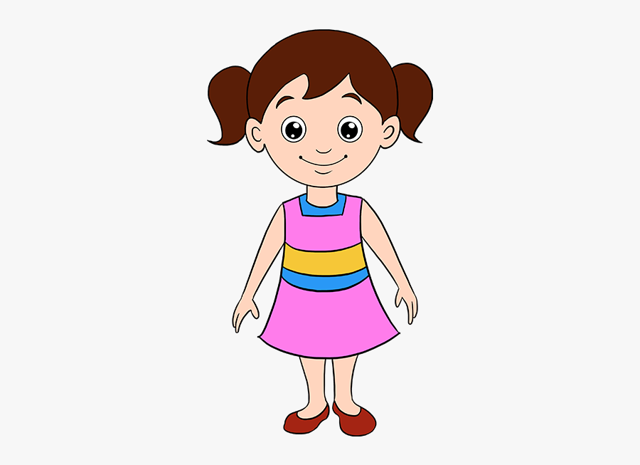 How To Draw A Cartoon Girl In A Few Easy Steps Easy - Girl Drawing Cartoon, Transparent Clipart